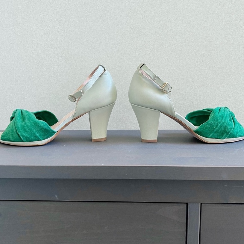 Miss L Fire Evie Heel Green and Grey heels Size 39/8.5 Sample